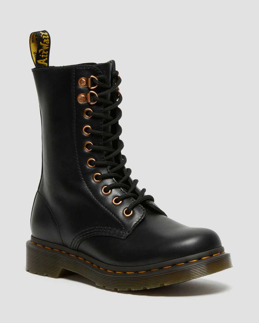 Dr. Martens 1490 Rose Gold Hardware Nahka Naisten Originals Nilkkurit - Mustat Nilkkurit [392-NRYGSA